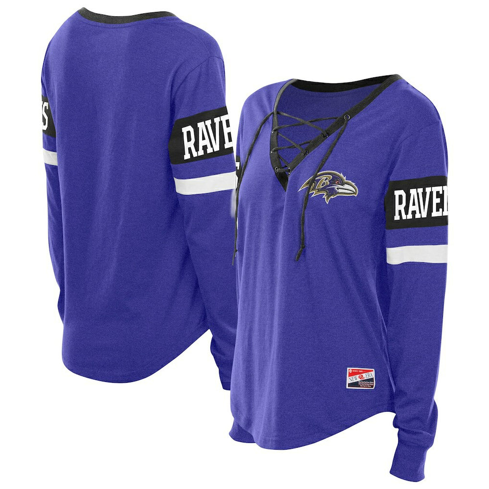 Baltimore Ravens New Era Women's Throwback Lace-Up Long-Sleeve T-Shirt - Purple - NFL