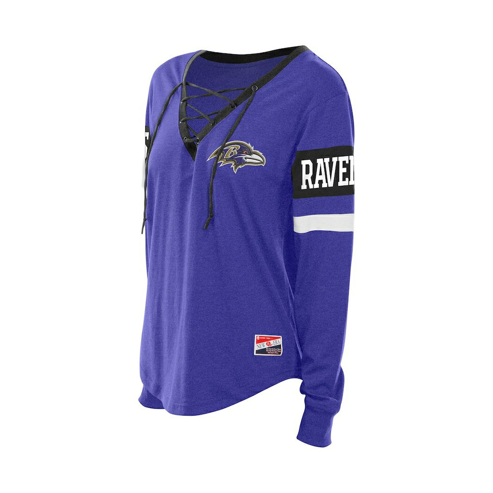 Baltimore Ravens New Era Women's Throwback Lace-Up Long-Sleeve T-Shirt - Purple - NFL