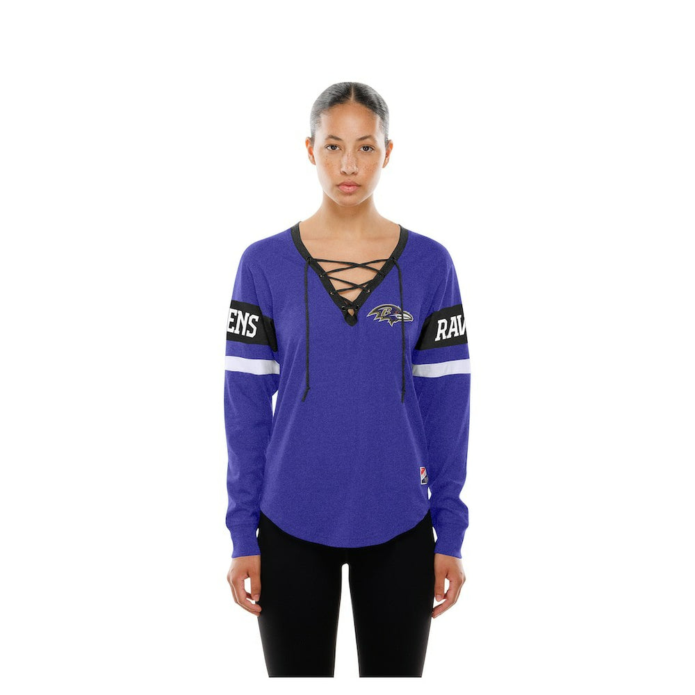 Baltimore Ravens New Era Women's Throwback Lace-Up Long-Sleeve T-Shirt - Purple - NFL