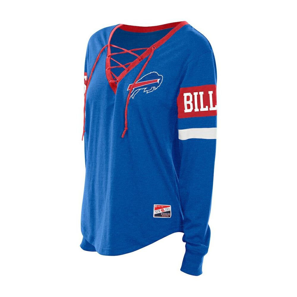 Buffalo Bills New Era Women's Throwback Lace-Up Long-Sleeve T-Shirt - Royal - NFL