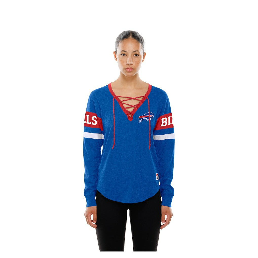 Buffalo Bills New Era Women's Throwback Lace-Up Long-Sleeve T-Shirt - Royal - NFL