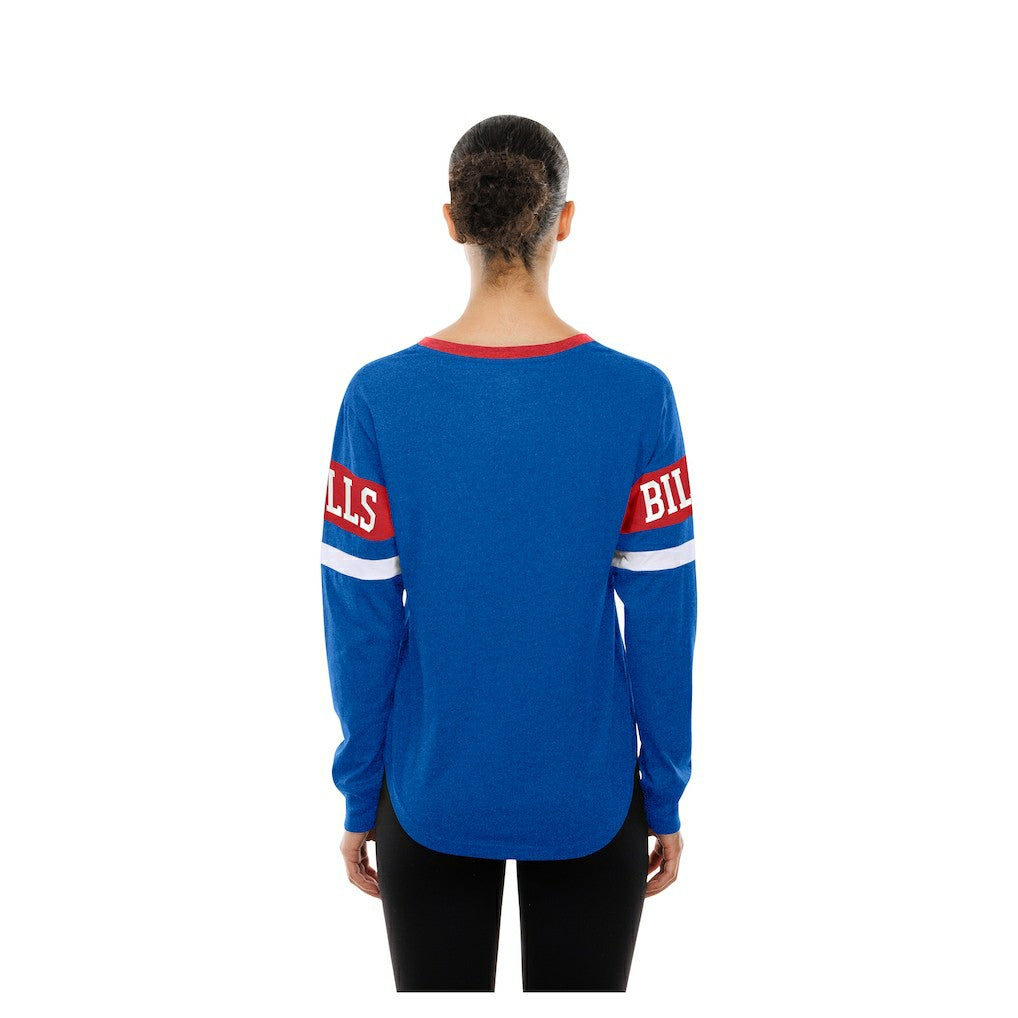 Buffalo Bills New Era Women's Throwback Lace-Up Long-Sleeve T-Shirt - Royal - NFL
