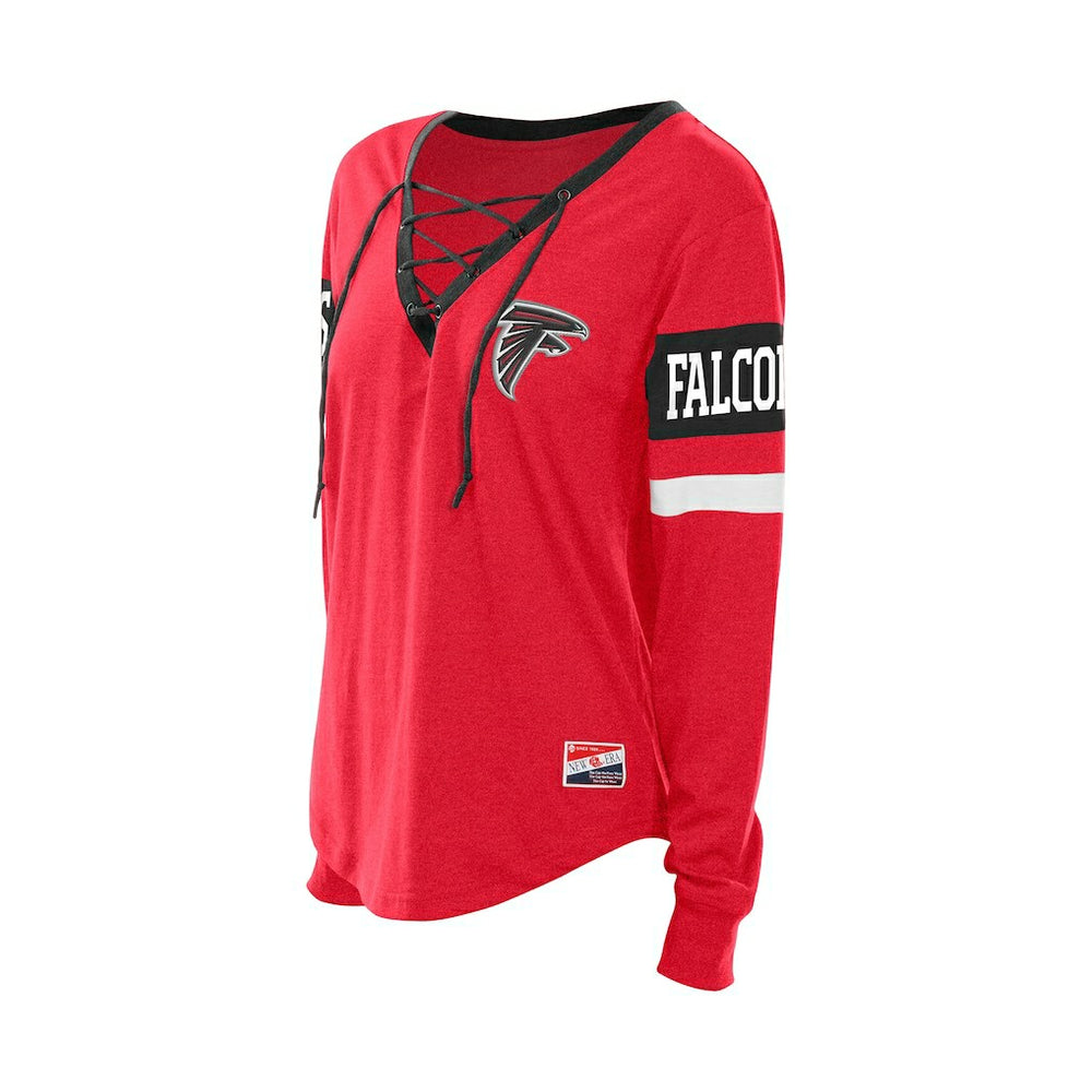 Atlanta Falcons New Era Women's Throwback Lace-Up Long-Sleeve T-Shirt - Red - NFL