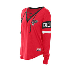 Atlanta Falcons New Era Women's Throwback Lace-Up Long-Sleeve T-Shirt - Red - NFL