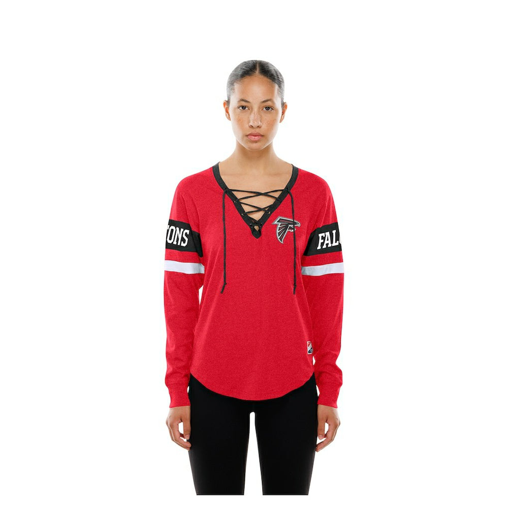 Atlanta Falcons New Era Women's Throwback Lace-Up Long-Sleeve T-Shirt - Red - NFL