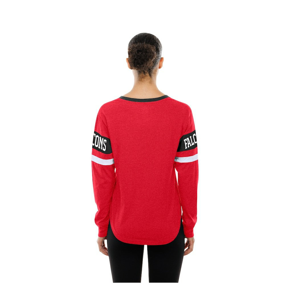Atlanta Falcons New Era Women's Throwback Lace-Up Long-Sleeve T-Shirt - Red - NFL
