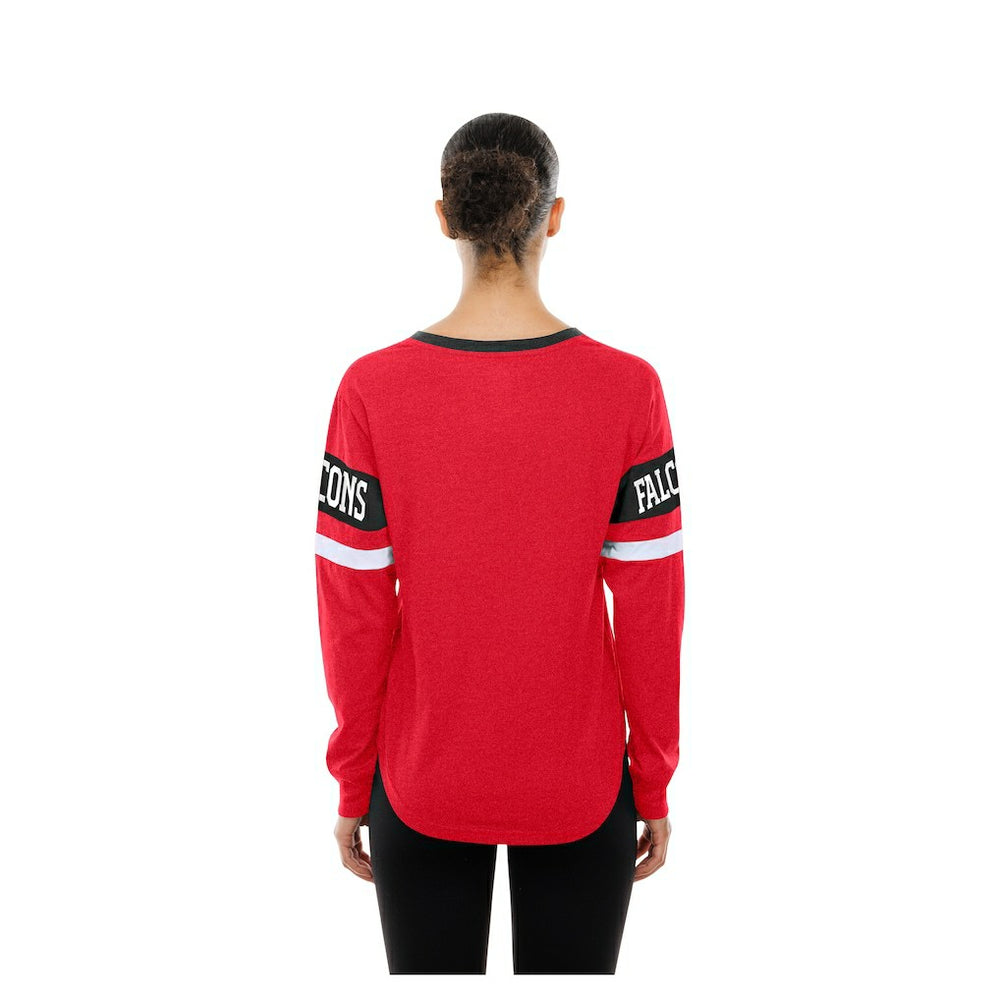 Atlanta Falcons New Era Women's Throwback Lace-Up Long-Sleeve T-Shirt - Red - NFL
