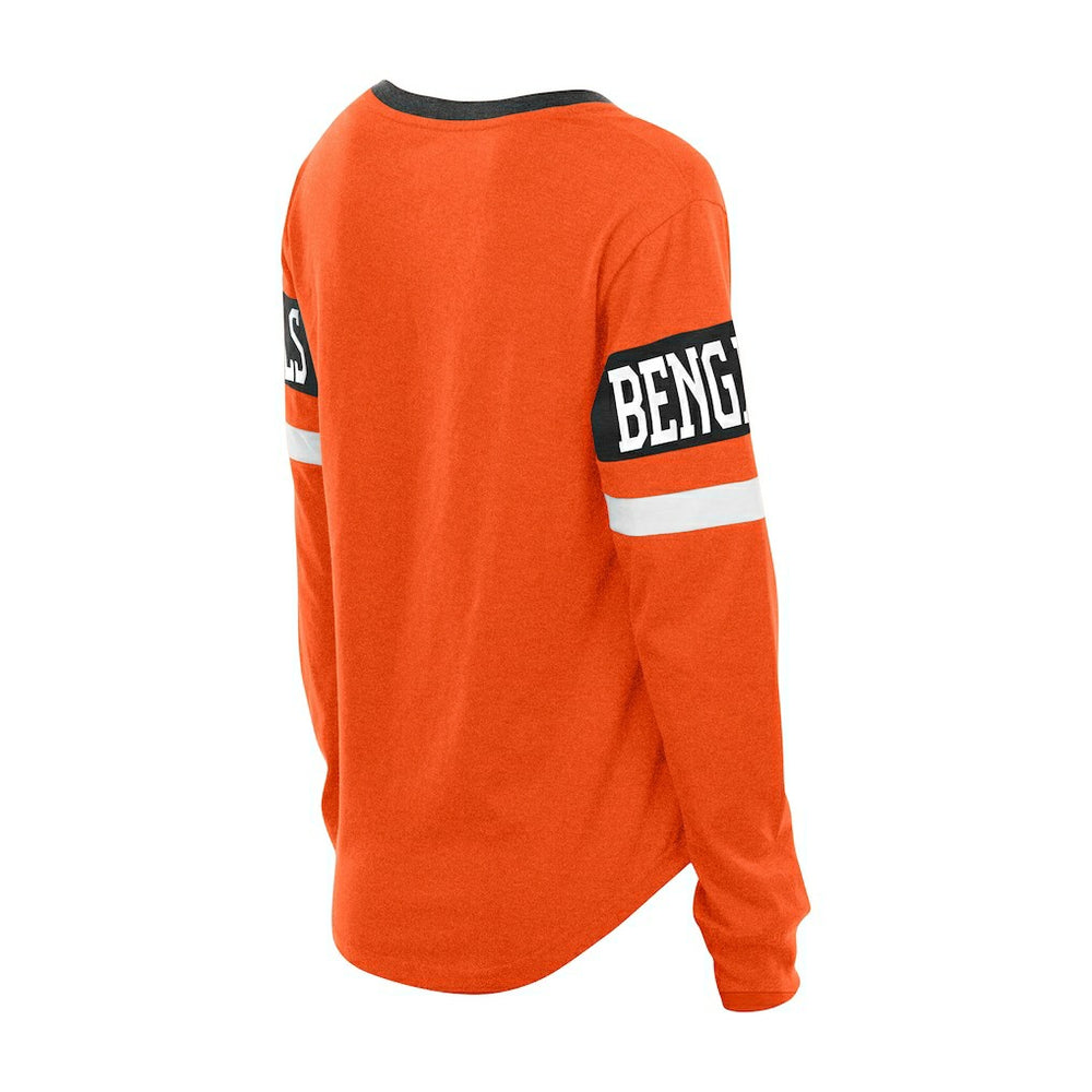Cincinnati Bengals New Era Women's Throwback Lace-Up Long-Sleeve T-Shirt - Orange - NFL