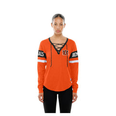 Cincinnati Bengals New Era Women's Throwback Lace-Up Long-Sleeve T-Shirt - Orange - NFL
