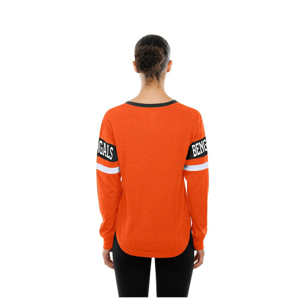 Cincinnati Bengals New Era Women's Throwback Lace-Up Long-Sleeve T-Shirt - Orange - NFL