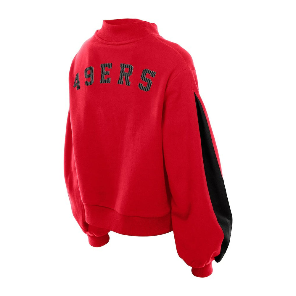 San Francisco 49ers New Era Women's Sport Night Mock Neck Balloon Sleeve Pullover Sweatshirt - Scarlet - NFL