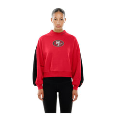 San Francisco 49ers New Era Women's Sport Night Mock Neck Balloon Sleeve Pullover Sweatshirt - Scarlet - NFL