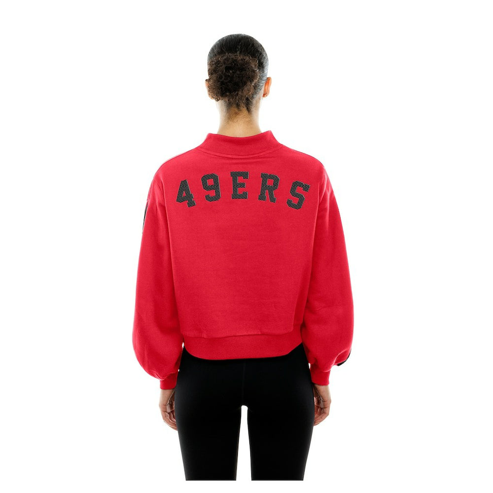 San Francisco 49ers New Era Women's Sport Night Mock Neck Balloon Sleeve Pullover Sweatshirt - Scarlet - NFL