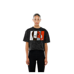 Cleveland Browns New Era Women's Boxy Cropped Sport Night Mineral Wash T-Shirt - Black - NFL