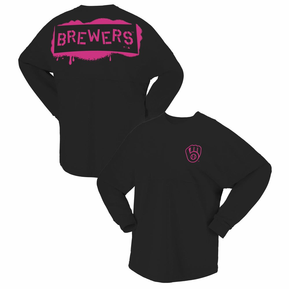Milwaukee Brewers Fanatics Women's Neon Jersey Long Sleeve T-Shirt Sale