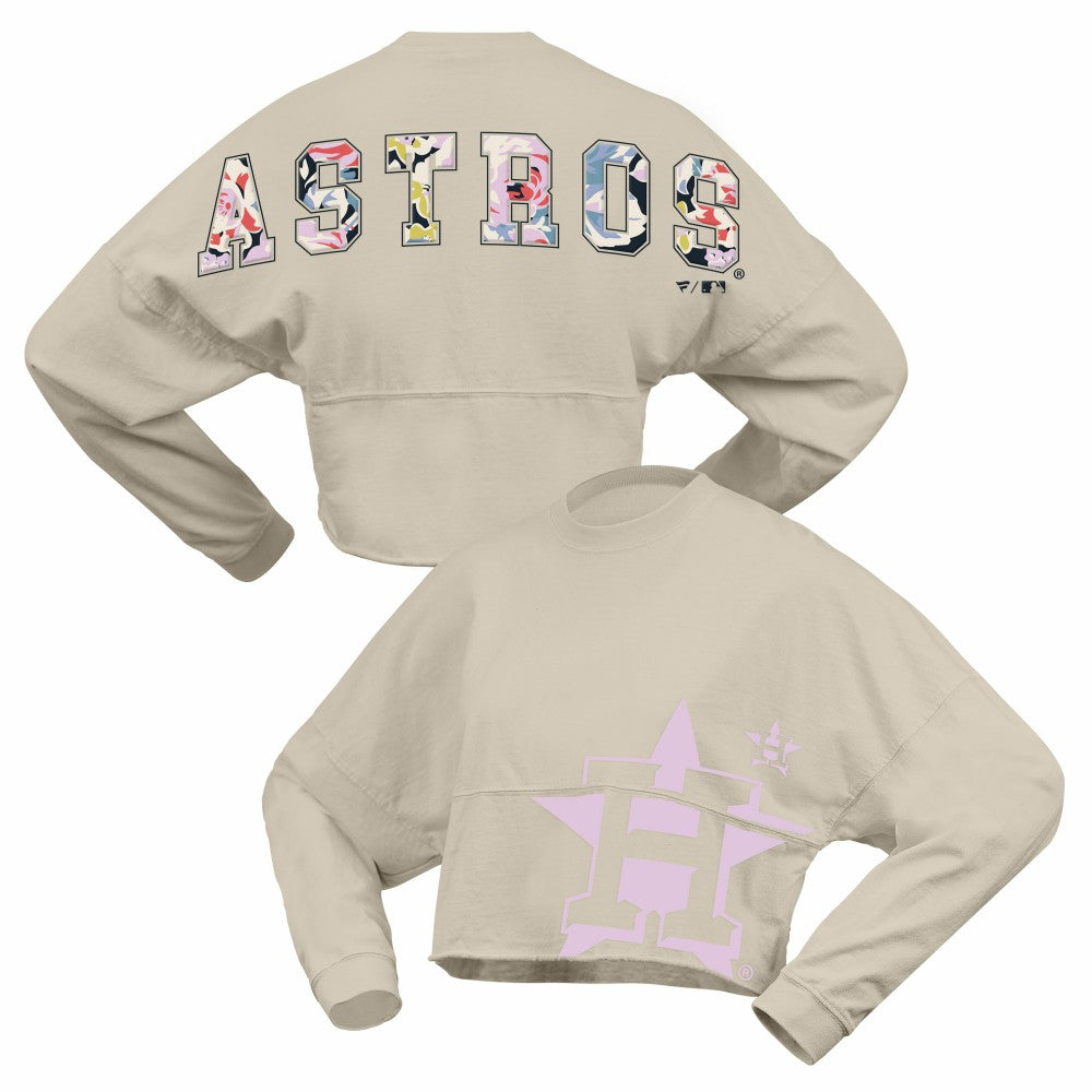 Houston Astros Fanatics Women's Floral Preppy Cropped Long Sleeve T-Shirt Near Me