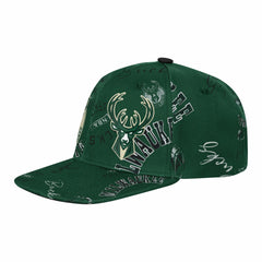 Milwaukee Bucks Outerstuff Youth Street Hooper Allover Print Snapback Hat Hunter Green