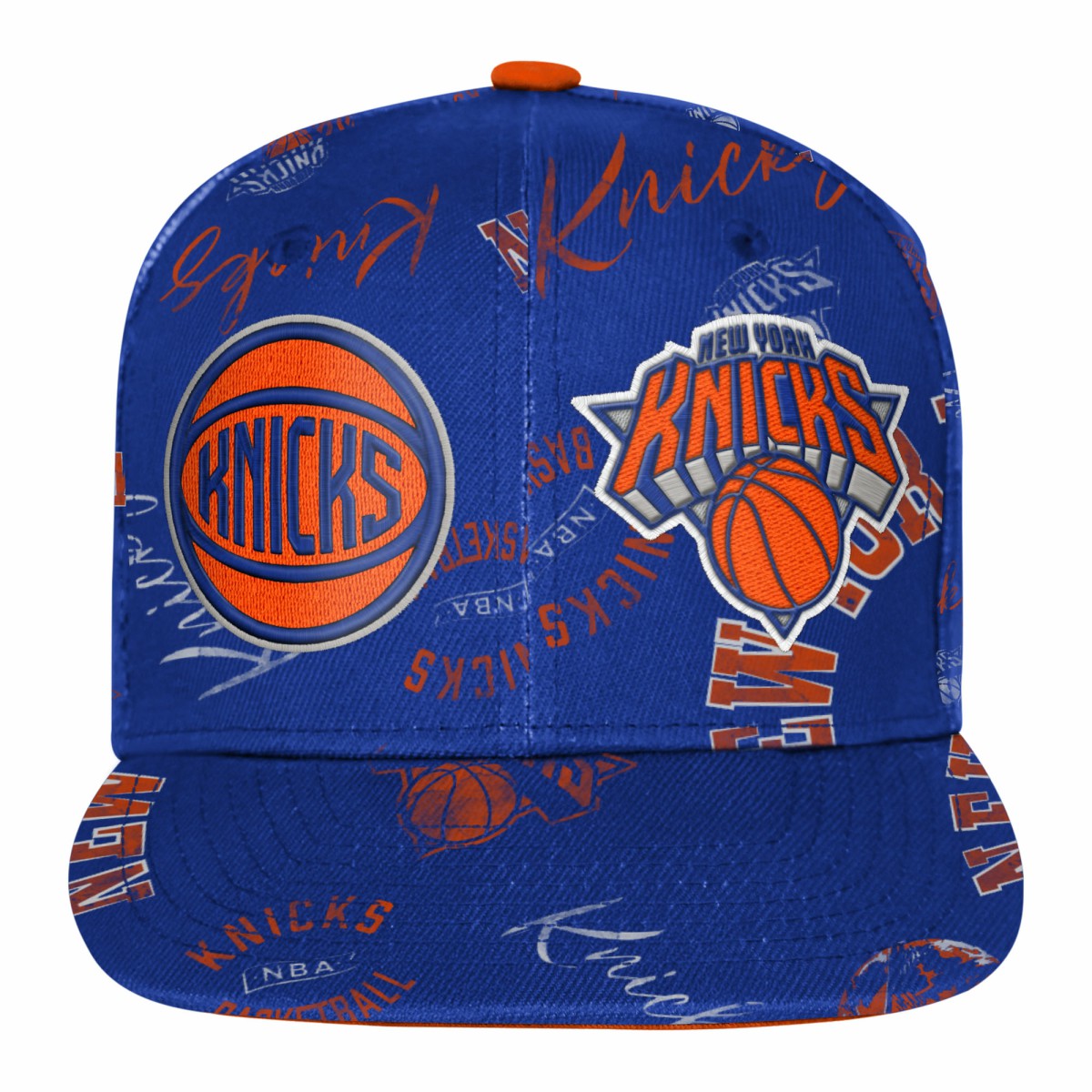 New York Knicks Outerstuff Youth Street Hooper Allover Print Snapback Hat Blue