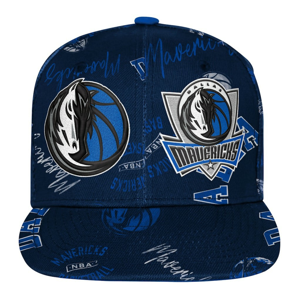 Dallas Mavericks Outerstuff Youth Street Hooper Allover Print Snapback Hat Navy