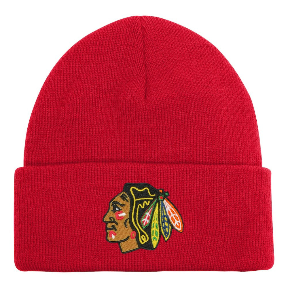 Chicago Blackhawks Outerstuff Youth 2.0 Essential Cuffed Knit Hat - Red | NHL Lifestyle