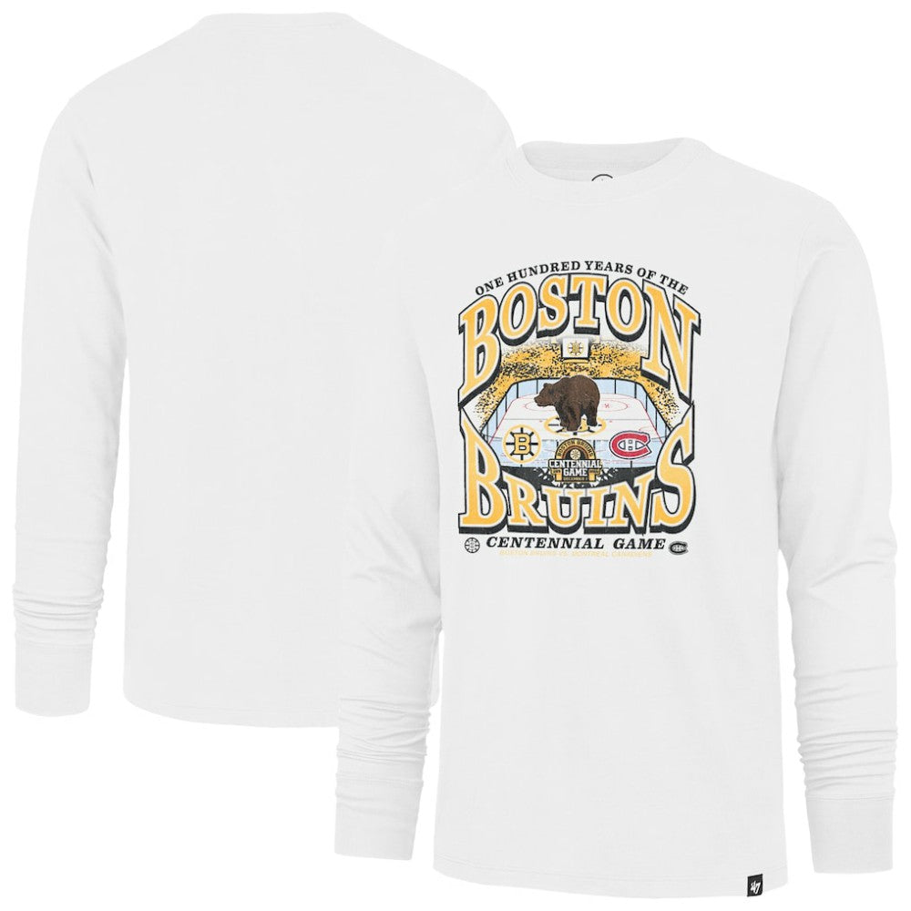 Boston Bruins '47 Centennial Game Long Sleeve T-Shirt - White | 47 brand Clearance