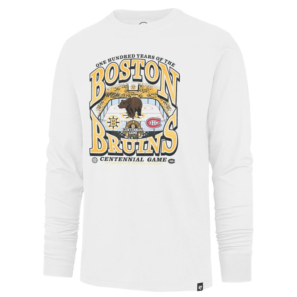 Boston Bruins '47 Centennial Game Long Sleeve T-Shirt - White | 47 brand Clearance