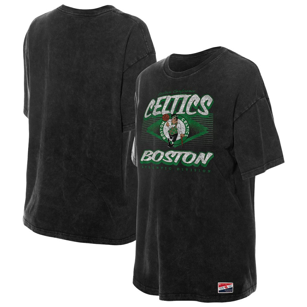 New Era Boston Celtics Women's Throwback Mineral Wash Oversized T-Shirt Black