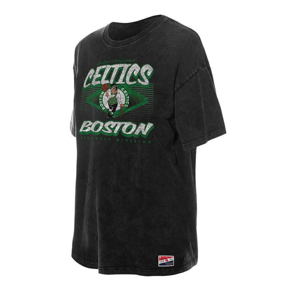 New Era Boston Celtics Women's Throwback Mineral Wash Oversized T-Shirt Black
