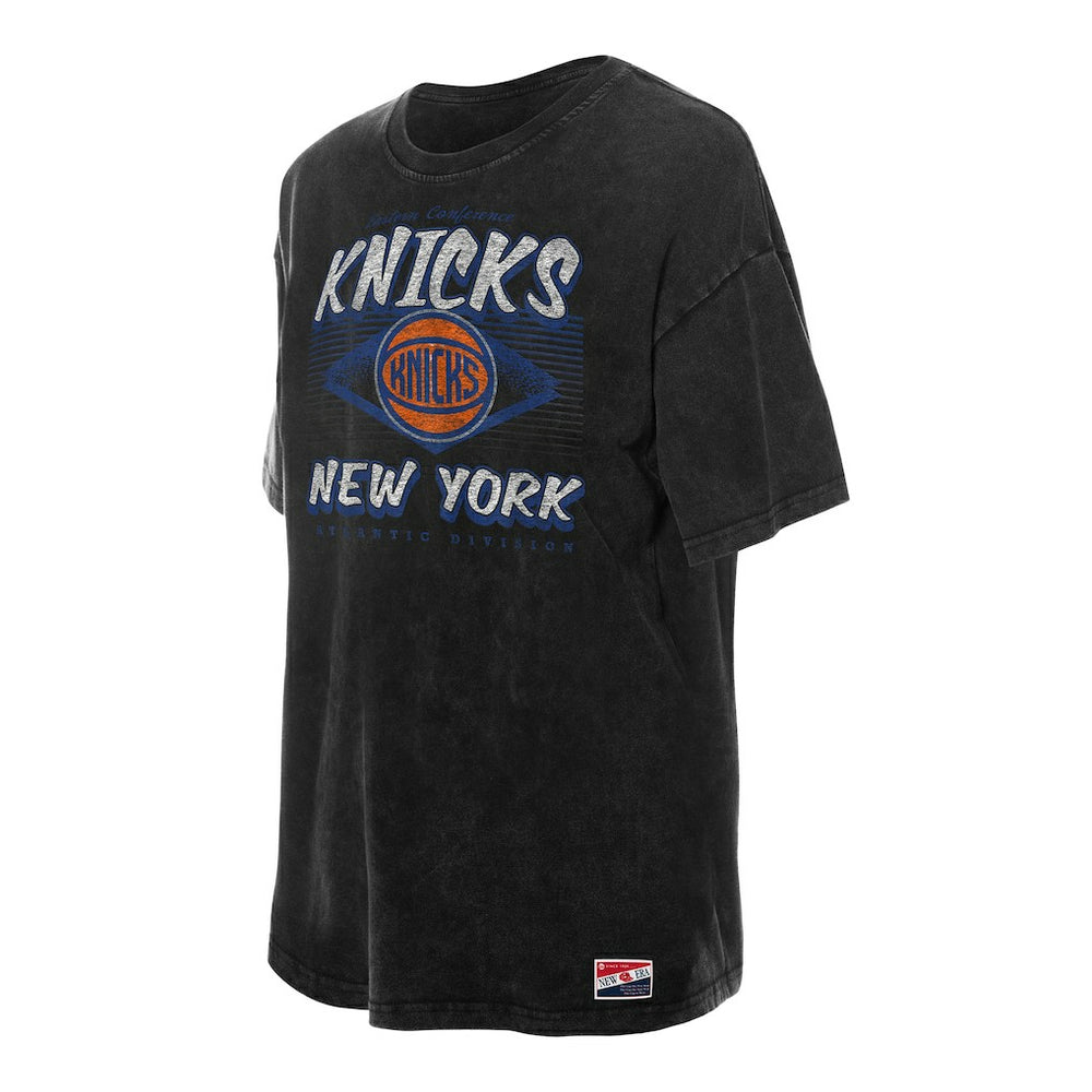 New Era New York Knicks Women's Throwback Mineral Wash Oversized T-Shirt Black