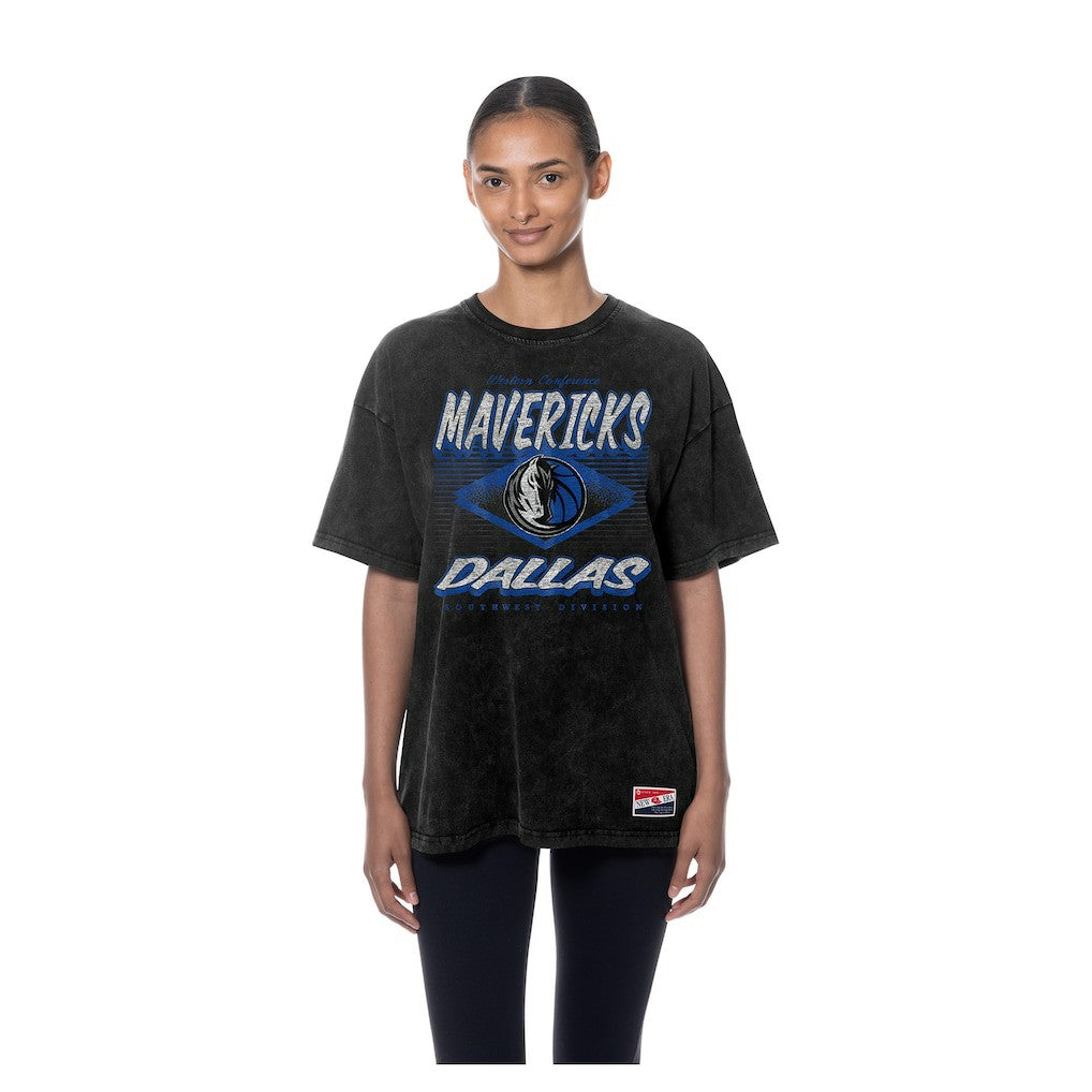 New Era Dallas Mavericks Women's Throwback Mineral Wash Oversized T-Shirt Black