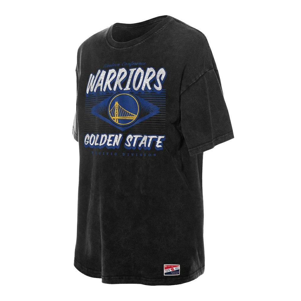 New Era Golden State Warriors Women's Throwback Mineral Wash Oversized T-Shirt Black