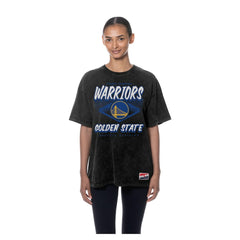 New Era Golden State Warriors Women's Throwback Mineral Wash Oversized T-Shirt Black