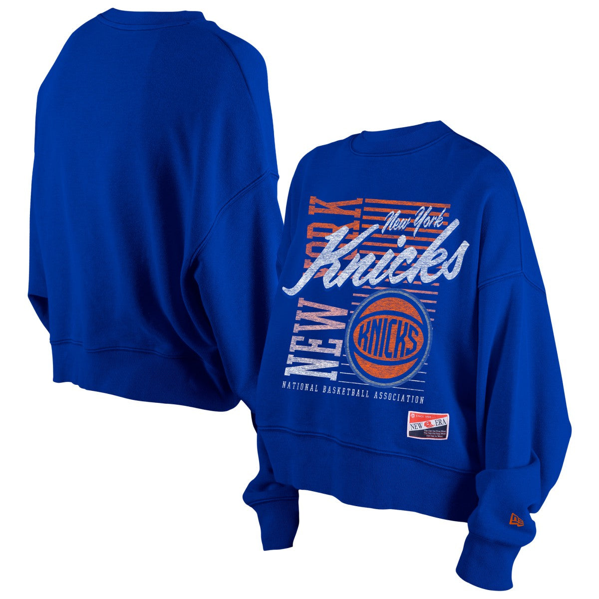New Era New York Knicks Women's Boxy Throwback Mineral Wash Sweatshirt Blue