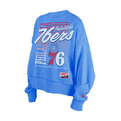 New Era Philadelphia 76ers Women's Boxy Throwback Mineral Wash Sweatshirt Royal