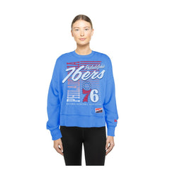 New Era Philadelphia 76ers Women's Boxy Throwback Mineral Wash Sweatshirt Royal
