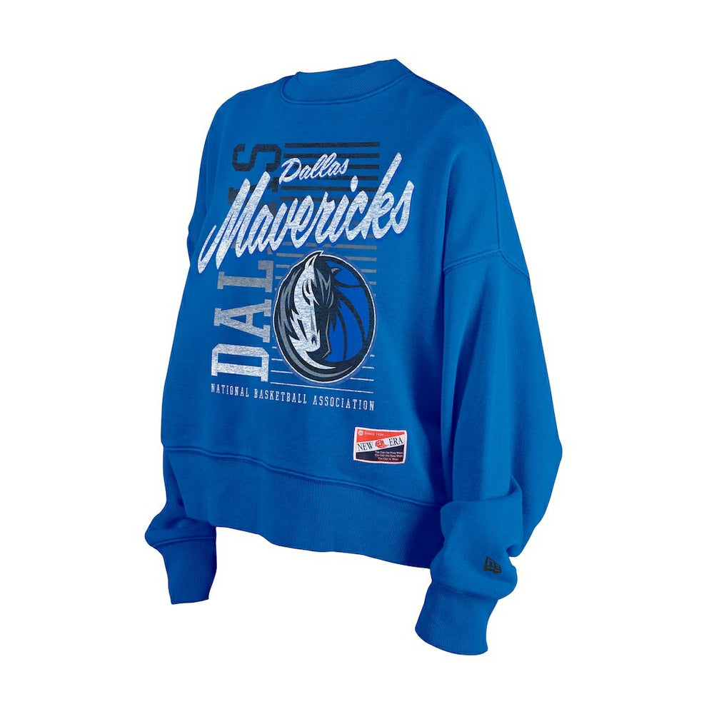 New Era Dallas Mavericks Women's Boxy Throwback Mineral Wash Sweatshirt Blue
