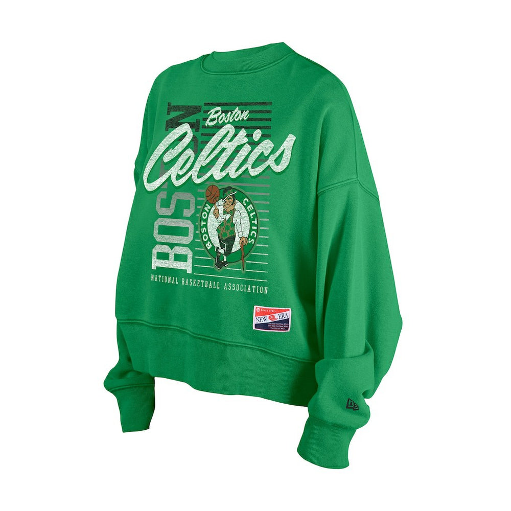 New Era Boston Celtics Women's Boxy Throwback Mineral Wash Sweatshirt Kelly Green