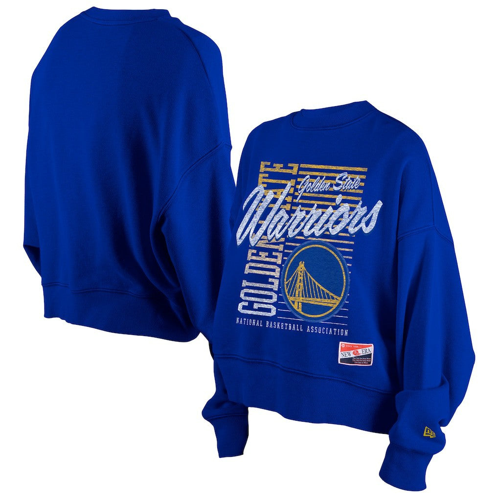 New Era Golden State Warriors Women's Boxy Throwback Mineral Wash Sweatshirt Royal