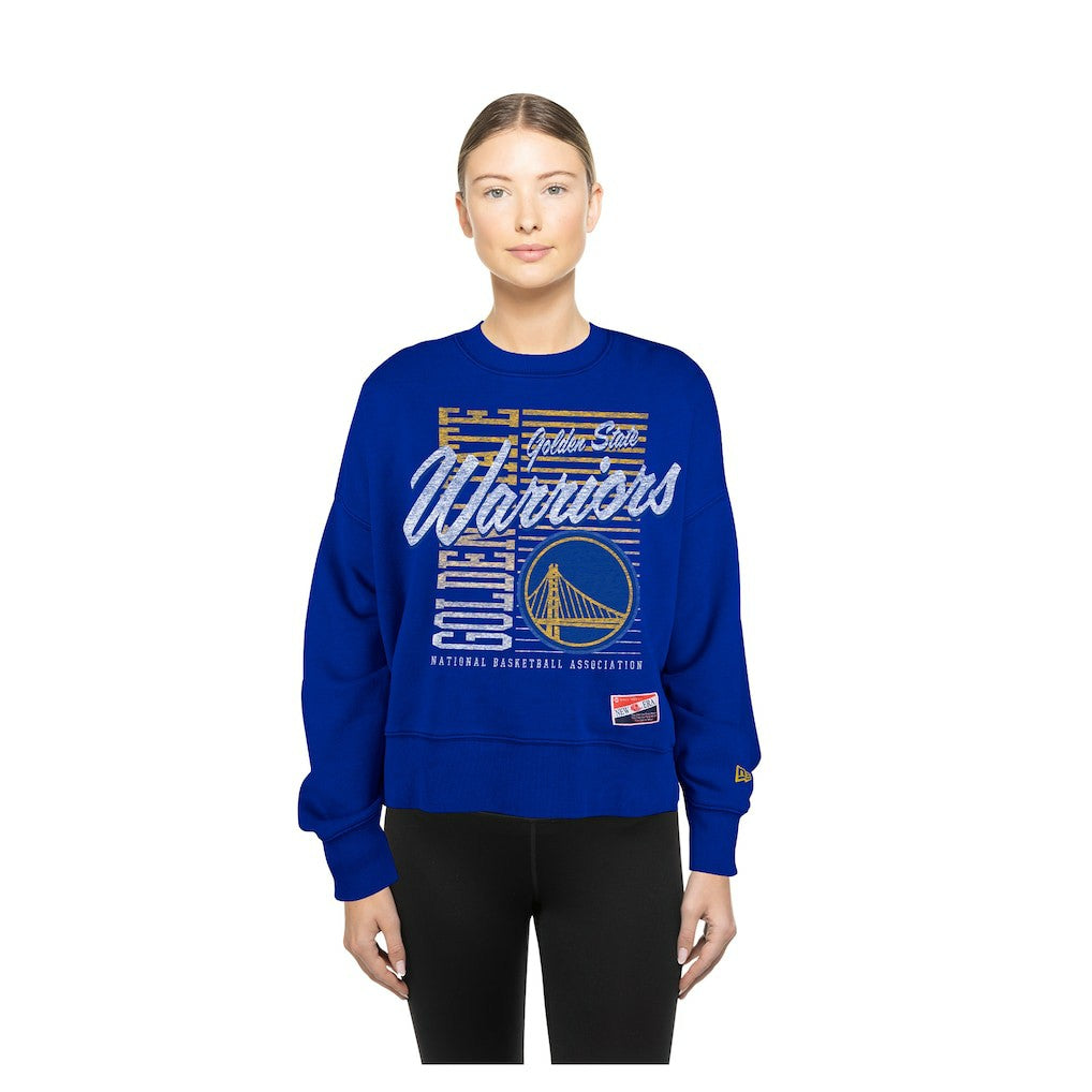 New Era Golden State Warriors Women's Boxy Throwback Mineral Wash Sweatshirt Royal