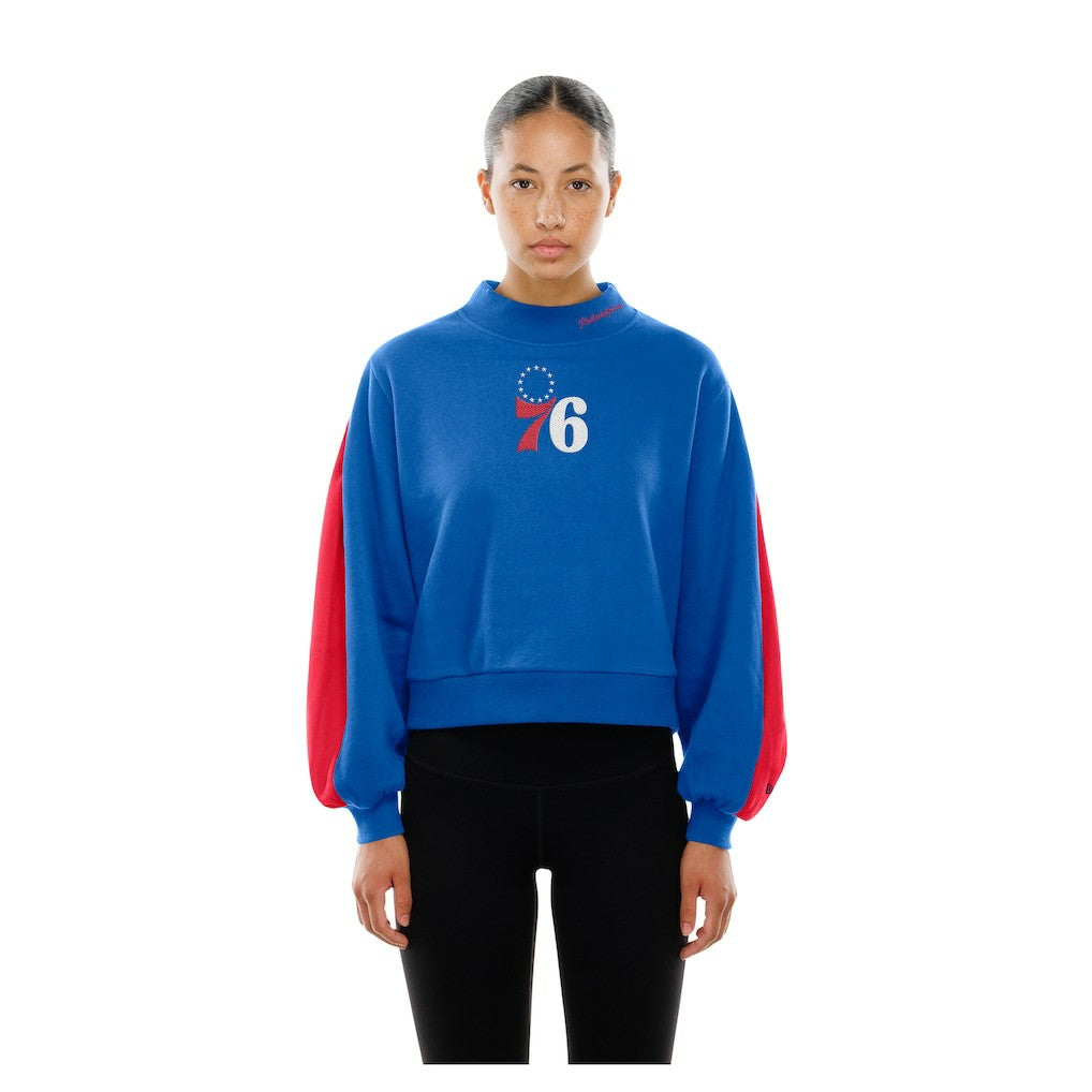 New Era Philadelphia 76ers Women's Sport Night Balloon Sleeves Sweatshirt Royal