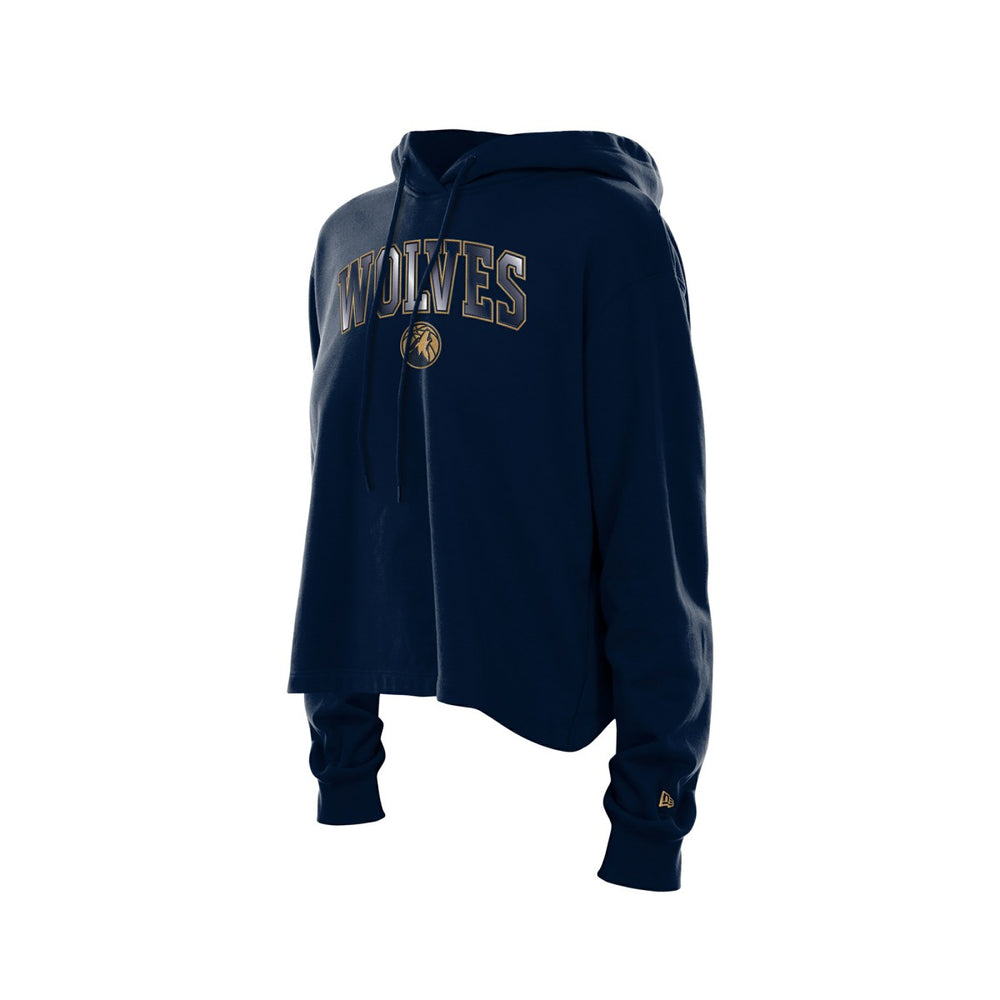 New Era Minnesota Timberwolves Women's Glam Game Open Back Hoodie Navy