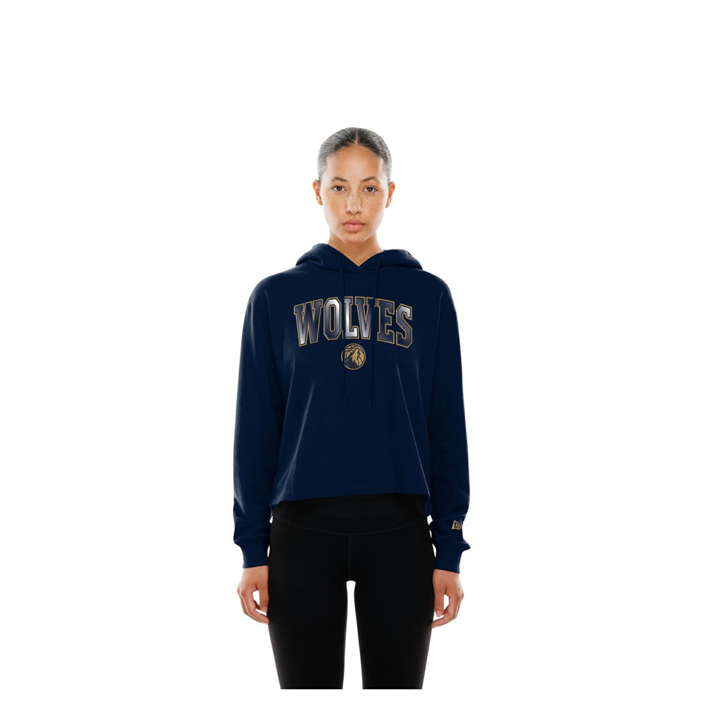 New Era Minnesota Timberwolves Women's Glam Game Open Back Hoodie Navy