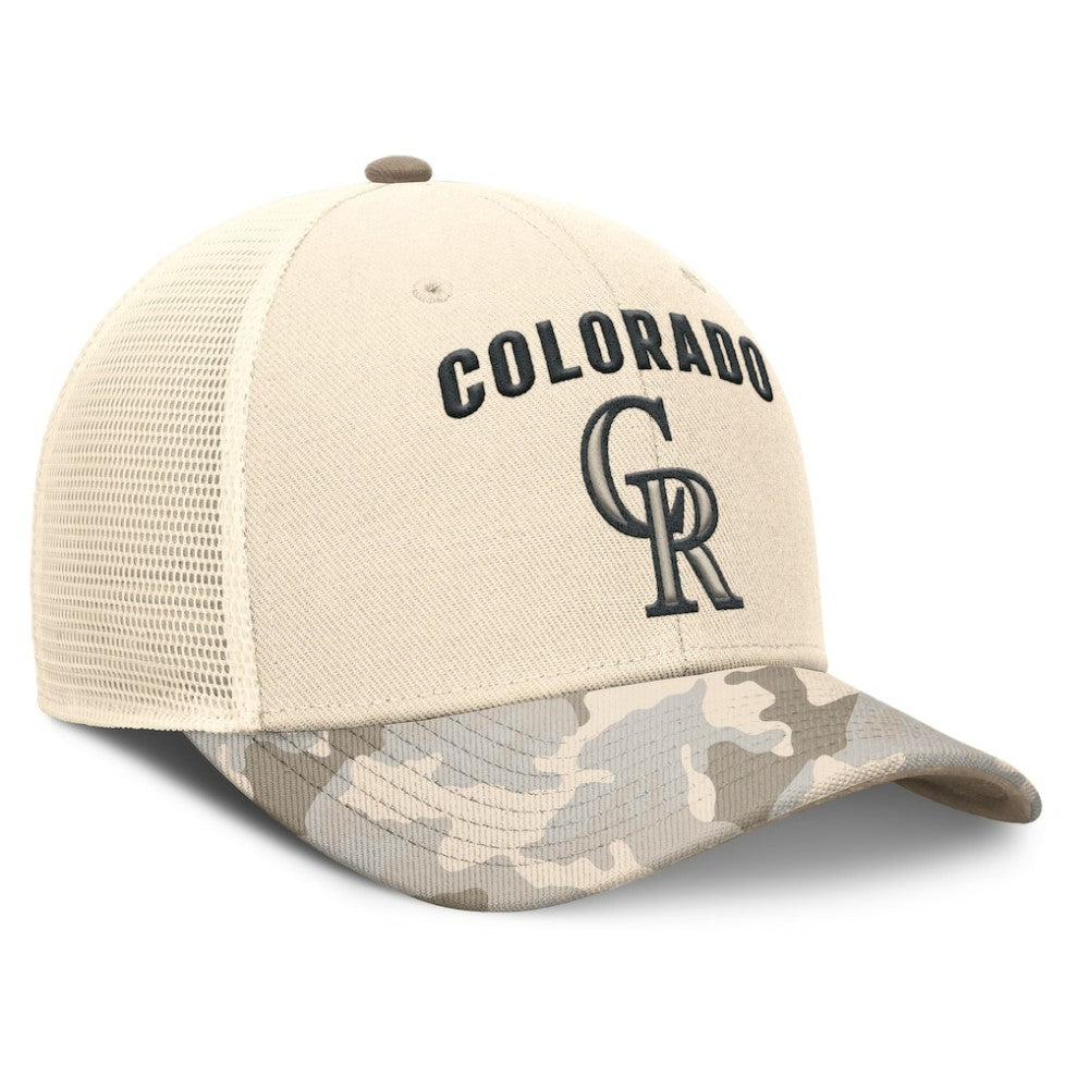 Colorado Rockies Nike Camo Natural Pack Rise Adjustable Trucker Hat Near Me