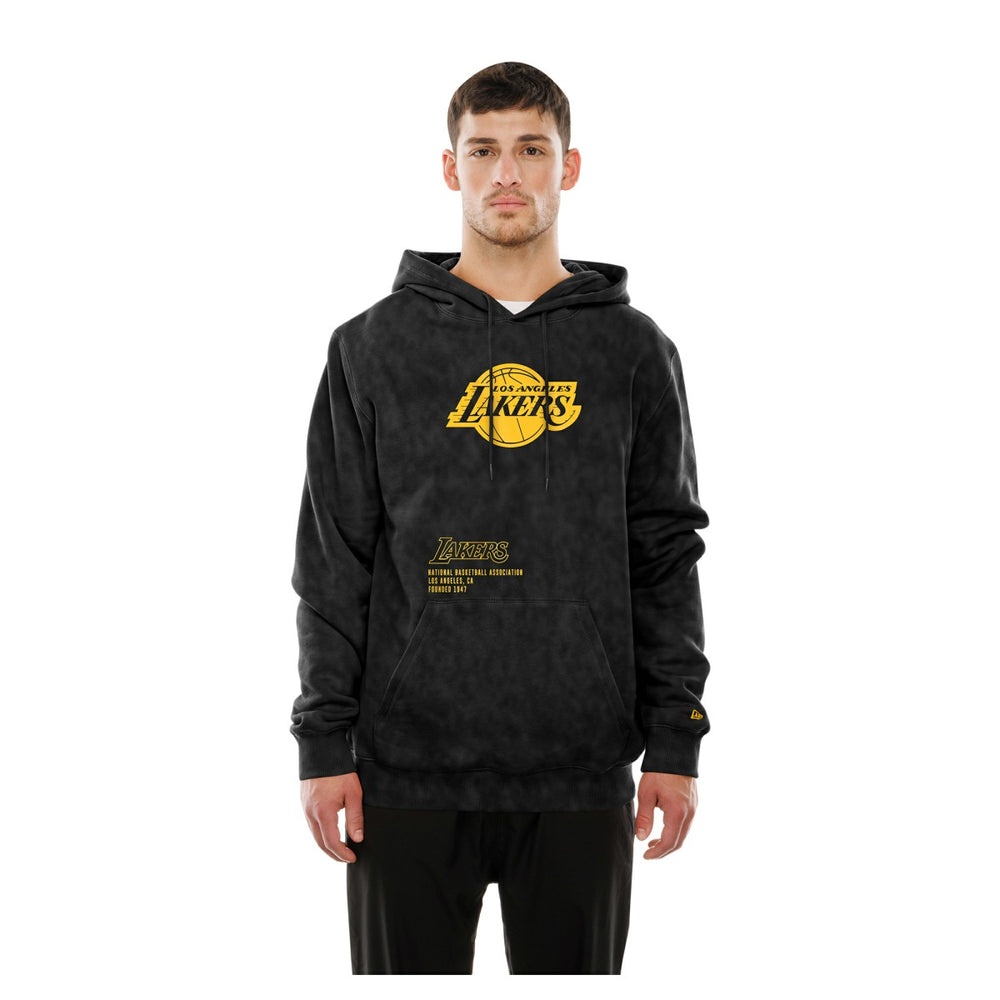 New Era Los Angeles Lakers Sport Night Mineral Wash Pullover Hoodie Black