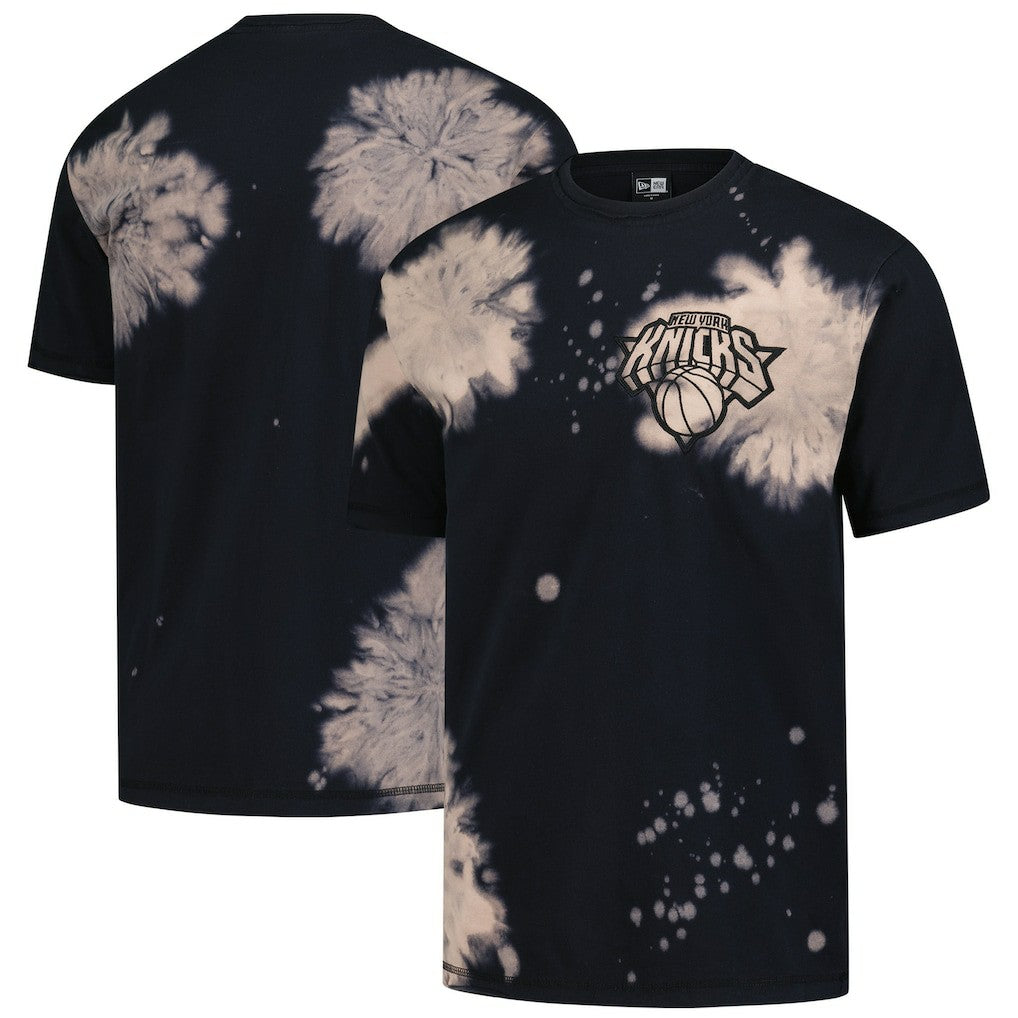 New Era New York Knicks Injection Bleached Out Raw Edge Oversized T-Shirt Black