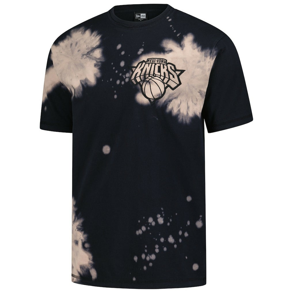 New Era New York Knicks Injection Bleached Out Raw Edge Oversized T-Shirt Black