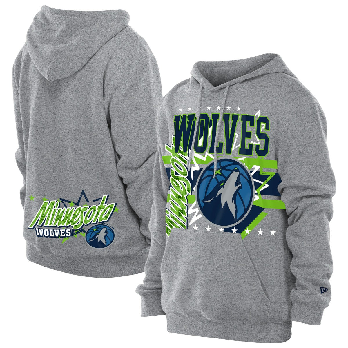 New Era Minnesota Timberwolves Injection Sport Classics Fleece Hoodie Heather Gray