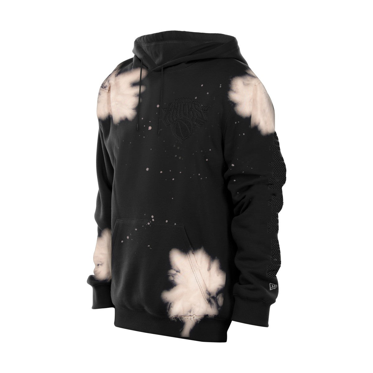 New Era New York Knicks Injection Bleached Out Raw Edge Hoodie Black
