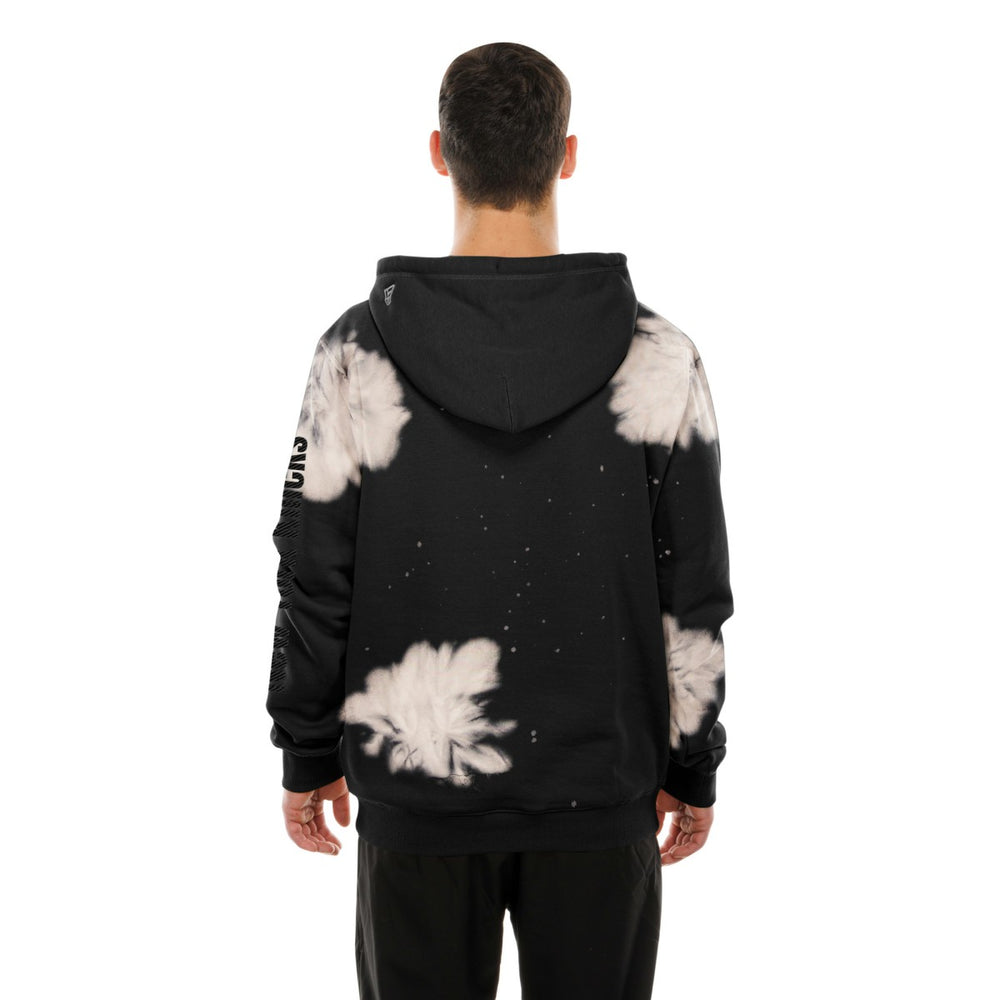 New Era New York Knicks Injection Bleached Out Raw Edge Hoodie Black