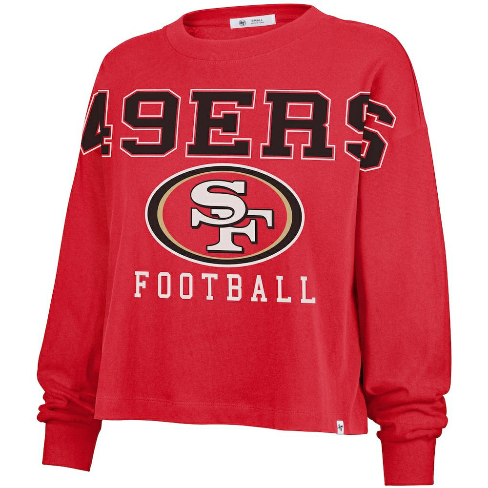 San Francisco 49ers '47 Women's Outreach City Oversized Long Sleeve T-Shirt - Scarlet - 47 brand